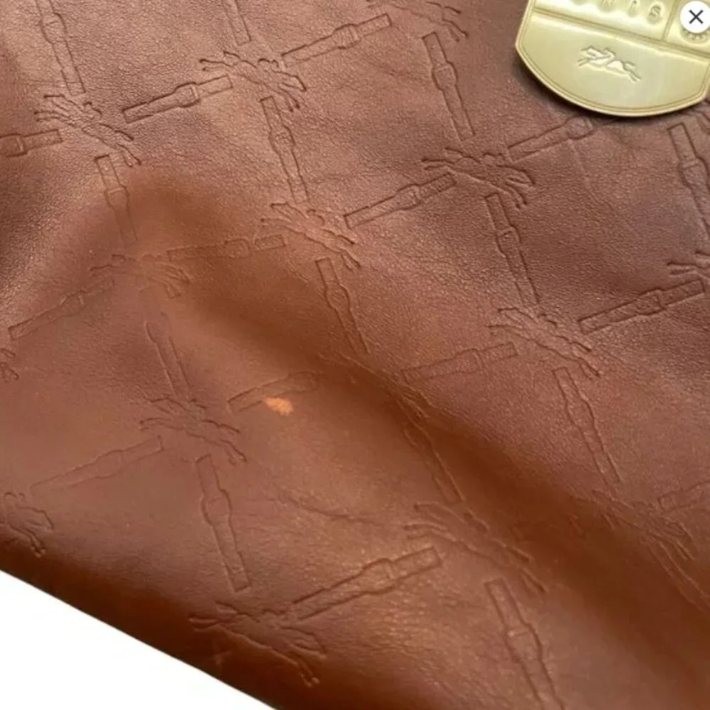 Longchamp Brown Leather Embossed Logo Pliage Bag - Picture 7 of 13